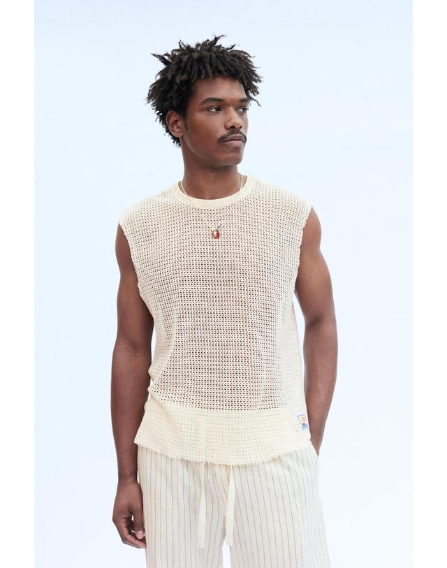 풀앤베어 풀앤베어 메쉬 라운드넥 민소매 탑 7230/554 OFF WHITE 아이보리 착용컷