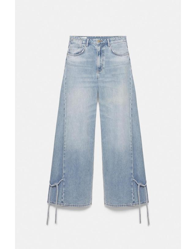 풀앤베어 풀앤베어 리본 디테일 와이드 청바지 7660/302 PALE BLUE 블루 착용컷