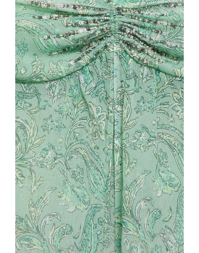풀앤베어 풀앤베어 홀터넥 타이 프린트 비즈 탑 3460/380 TURQUOISE 밝은연두 착용컷