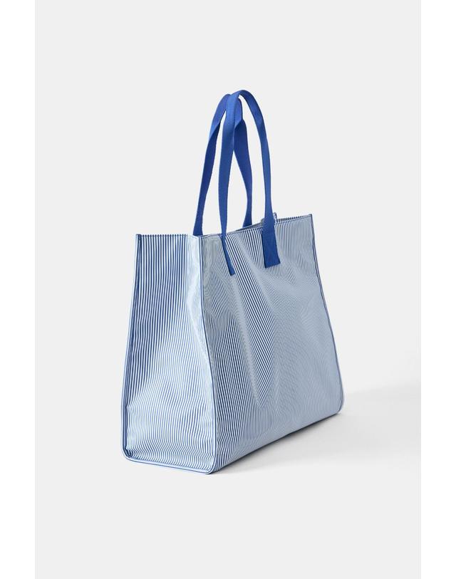 풀앤베어 풀앤베어 스트라이프 롱 스트랩 쇼퍼백 5055/840 BLUE 블루 착용컷