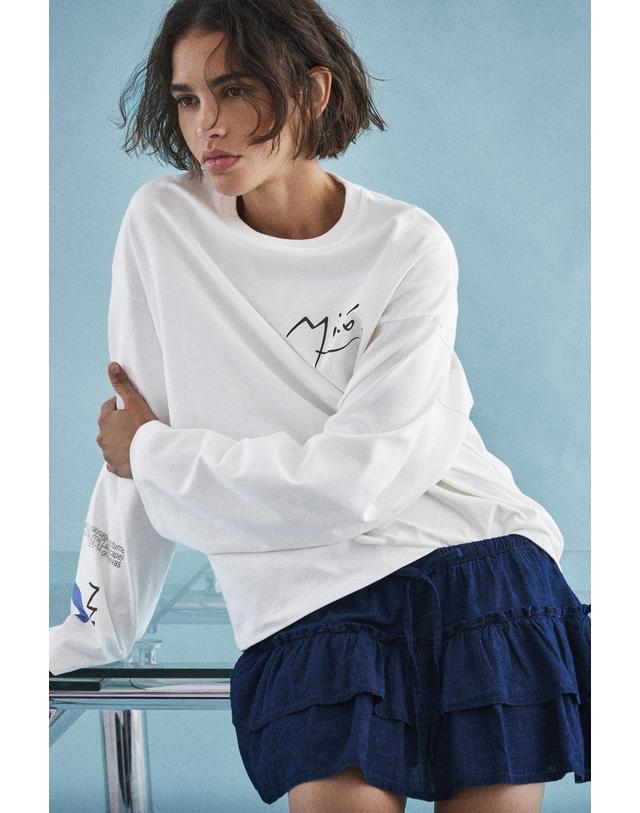 풀앤베어 풀앤베어 라운드넥 그래픽 긴팔 티셔츠 7231/318 WHITE 화이트 착용컷