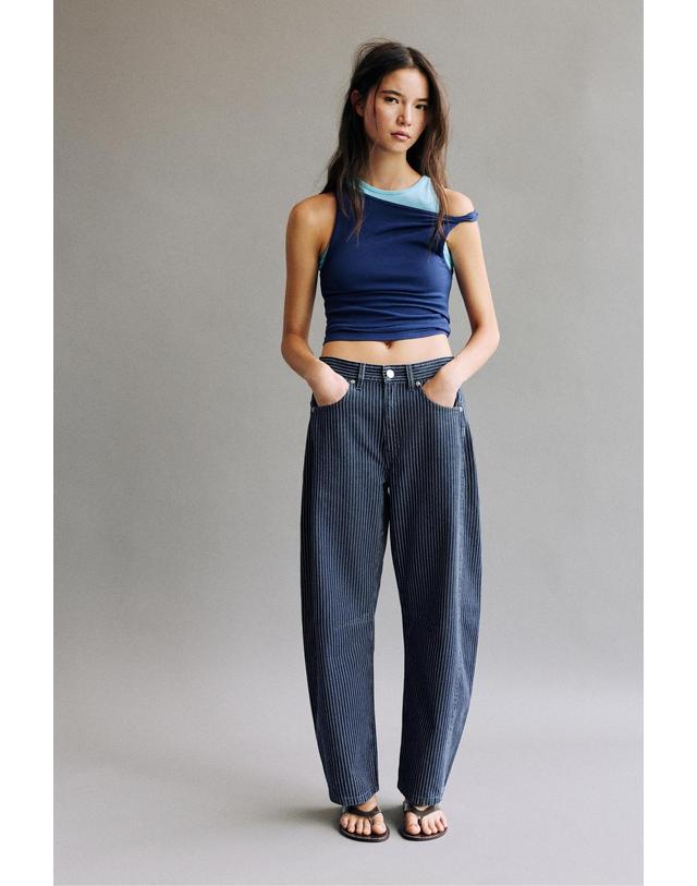 풀앤베어 풀앤베어 스트라이프 벌룬핏 청바지 7660/304 MEDIUM BLUE 블루 착용컷