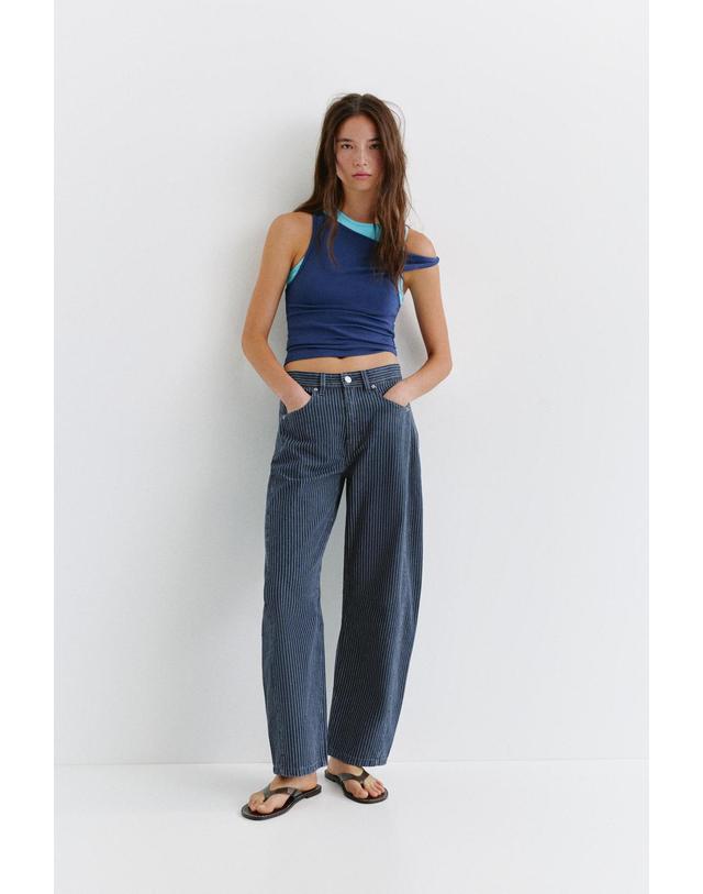 풀앤베어 풀앤베어 스트라이프 벌룬핏 청바지 7660/304 MEDIUM BLUE 블루 착용컷