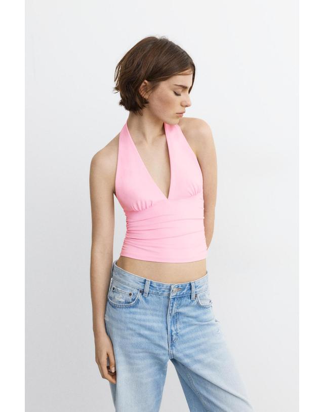 풀앤베어 풀앤베어 홀터넥 셔링 민소매 탑 7230/347 PINK 핑크 착용컷