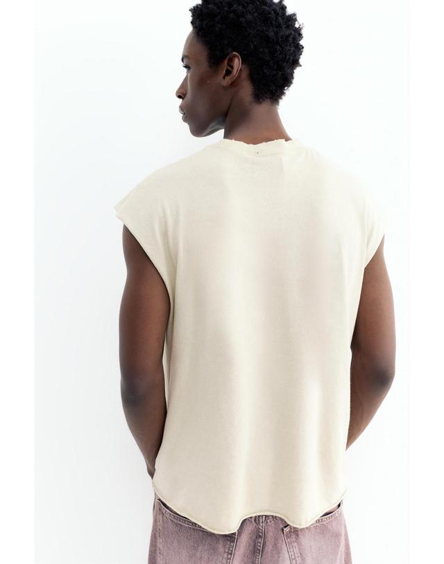 풀앤베어 풀앤베어 애시드 워시 라운드넥 민소매 티셔츠 7232/521 OFF WHITE 아이보리 착용컷
