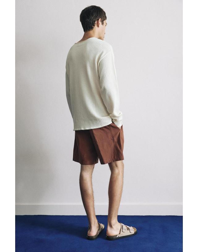 풀앤베어 풀앤베어 컷워크 니트 라운드넥 스웨터 7540/500 OFF WHITE 아이보리 착용컷