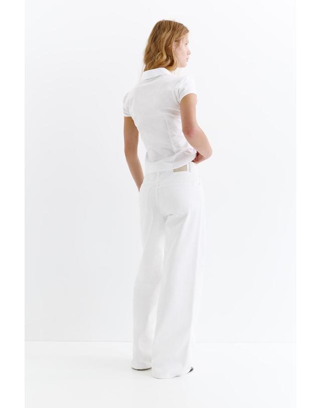 풀앤베어 풀앤베어 슬림핏 셔링 디테일 반팔 셔츠 7460/329 WHITE 화이트 착용컷