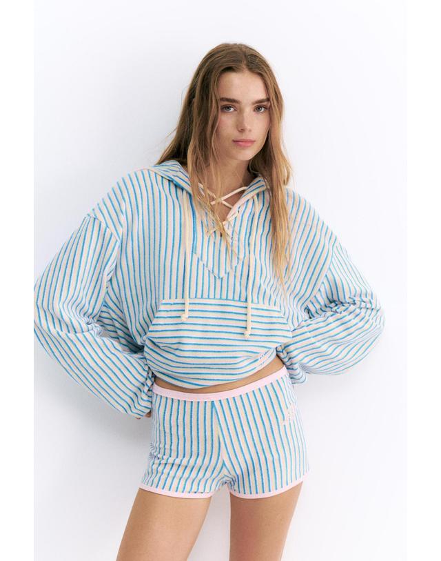풀앤베어 풀앤베어 타월 패브릭 스트라이프 반바지 7665/316 STRIPED 멀티컬러 착용컷