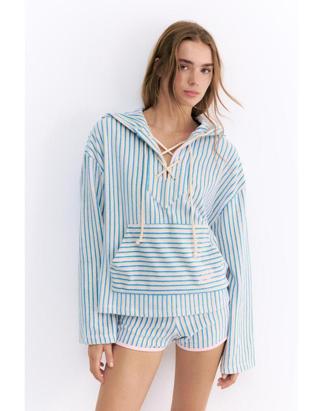 풀앤베어 풀앤베어 스트라이프 타월 후드 스웨트셔츠 7558/304 STRIPED 멀티컬러 착용컷