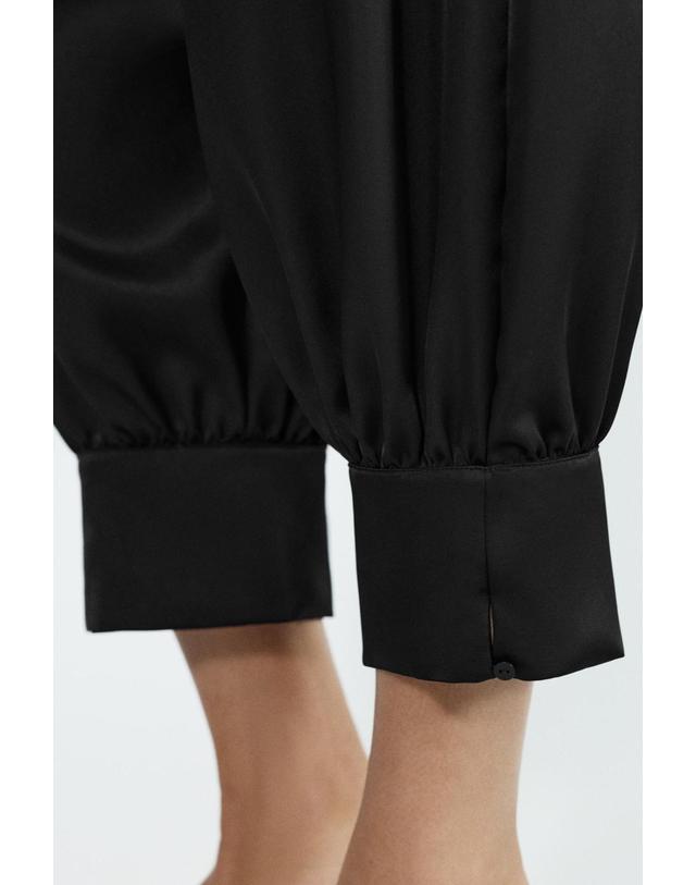 풀앤베어 풀앤베어 새틴 사루엘 카프리 팬츠 7670/325 BLACK 블랙 착용컷