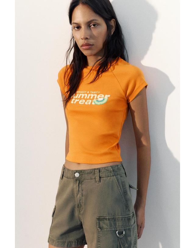 풀앤베어 풀앤베어 과일 그래픽 라운드넥 반팔 티셔츠 7230/376 ORANGE 오렌지 착용컷
