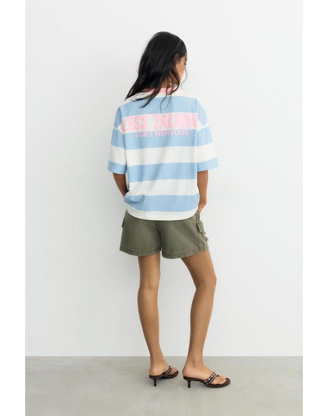 풀앤베어 풀앤베어 오버사이즈 스트라이프 반팔 티셔츠 7231/326 PALE BLUE 블루 착용컷