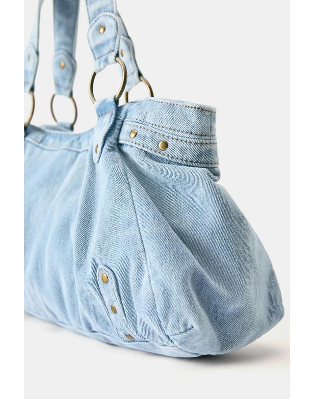 풀앤베어 풀앤베어 워시드 데님 스터드 토트백 4056/840 JEANS 블루 착용컷