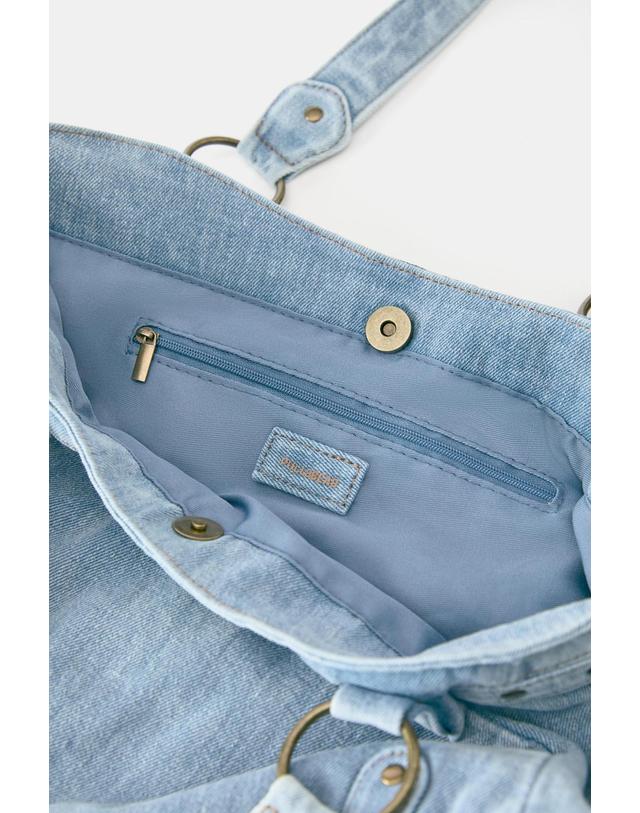 풀앤베어 풀앤베어 워시드 데님 스터드 토트백 4056/840 JEANS 블루 착용컷