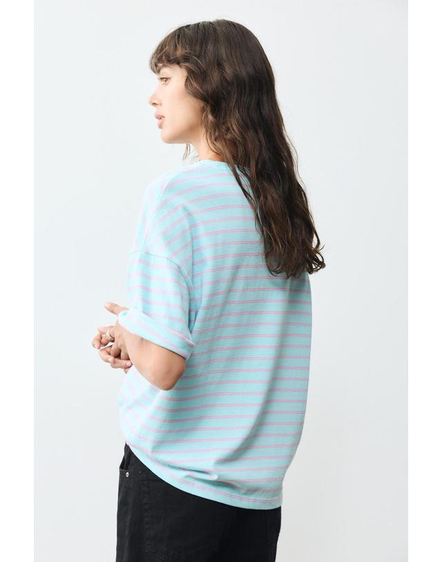 풀앤베어 풀앤베어 오버사이즈 스트라이프 반팔 티셔츠 3230/327 PALE BLUE 블루 착용컷