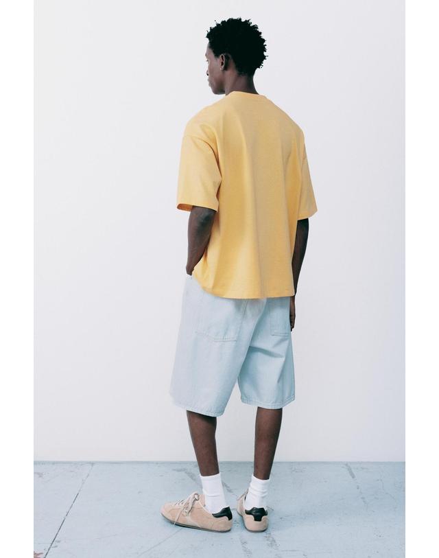 풀앤베어 풀앤베어 릴렉스핏 자수 그래픽 반팔 티셔츠 3231/508 YELLOW 노랑 착용컷