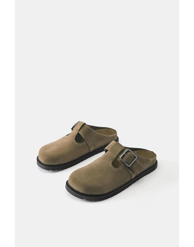 풀앤베어 풀앤베어 레더 버클 클로그 슬리퍼 2406/840 KHAKI 카키 착용컷