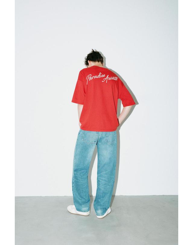 풀앤베어 풀앤베어 원피스 그래픽 오버핏 반팔 티셔츠 7231/922 REDDISH 레드 착용컷