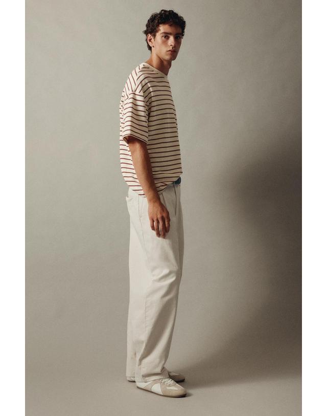 풀앤베어 풀앤베어 배기핏 다트 치노 팬츠 7670/502 OFF WHITE 아이보리 착용컷