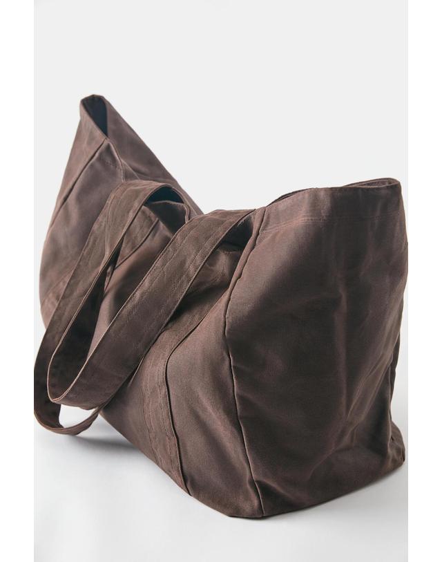 풀앤베어 풀앤베어 대용량 자석 버튼 캔버스 토트백 5033/840 BROWN 브라운 착용컷