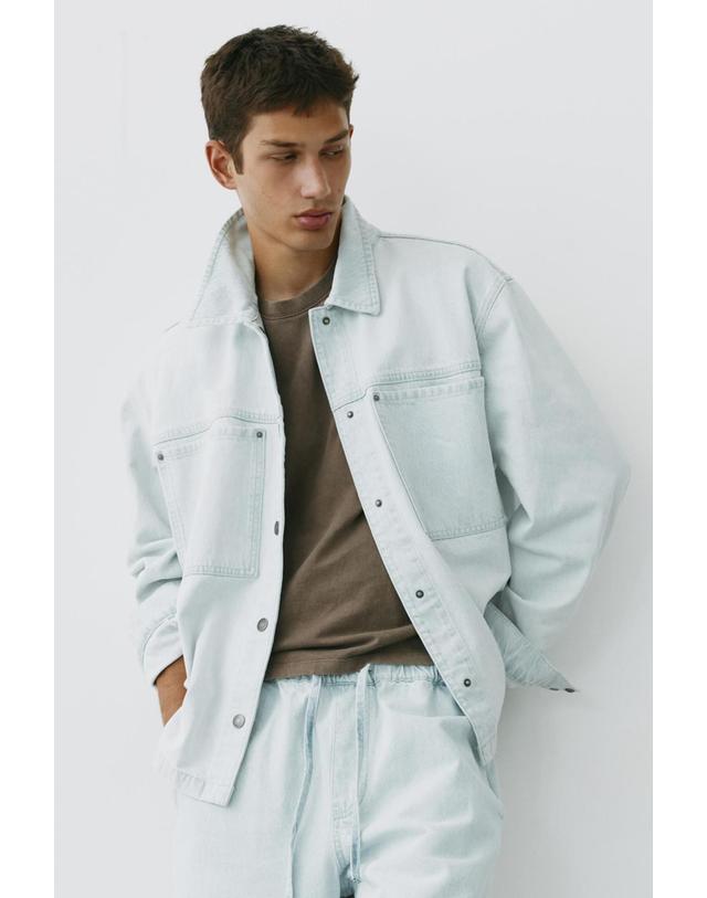 풀앤베어 풀앤베어 포켓 데님 오버셔츠 7461/504 SKY BLUE 블루 착용컷