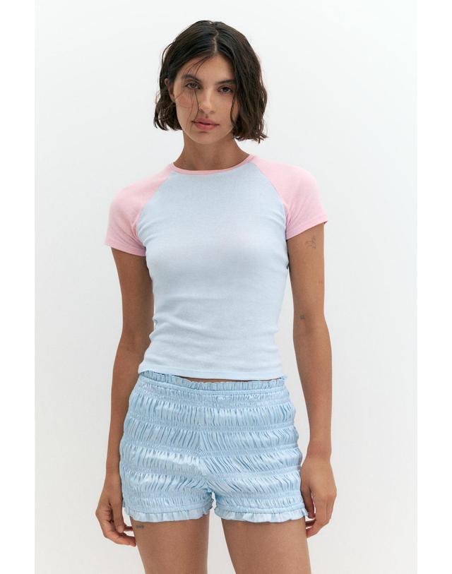 풀앤베어 풀앤베어 배색 래글런 라운드넥 반팔 티셔츠 7230/397 PASTEL BLUE 블루 착용컷