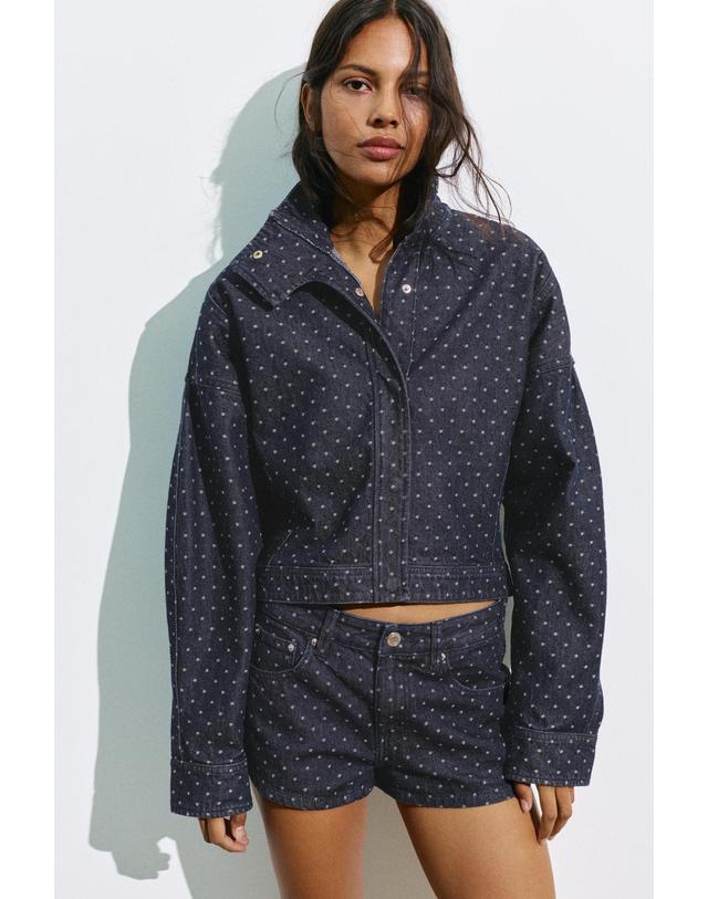 풀앤베어 풀앤베어 도트 패턴 하이넥 집업 데님 자켓 7720/310 NAVY 네이비 착용컷