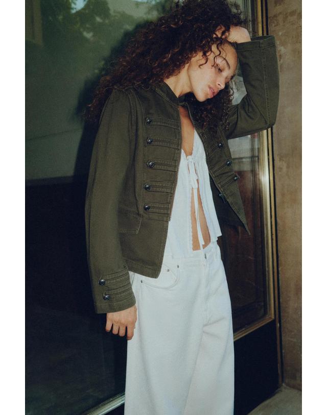 풀앤베어 풀앤베어 슬림핏 토글 버튼 밀리터리 자켓 7720/356 DARK KHAKI 카키 착용컷