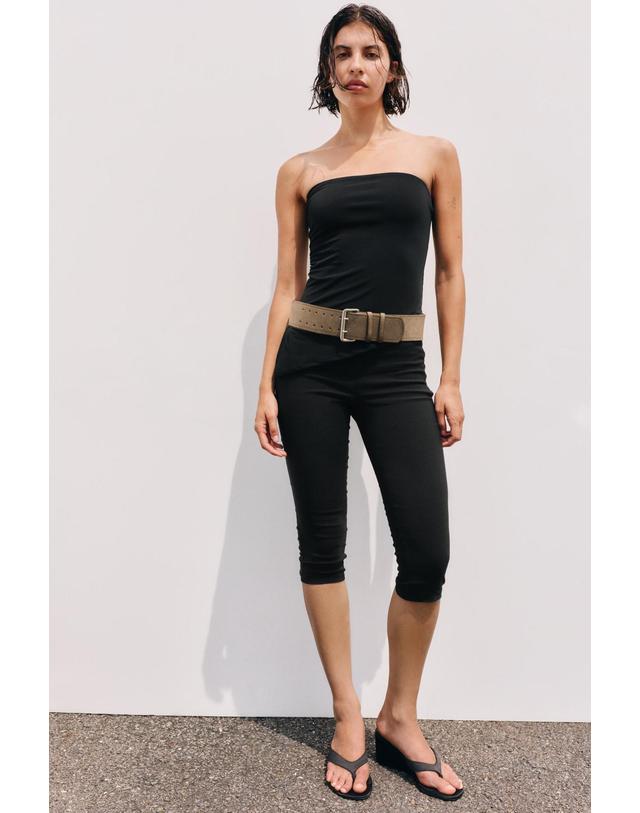 풀앤베어 풀앤베어 와이드 밴드 슬림핏 카프리 팬츠 7670/363 BLACK 블랙 착용컷