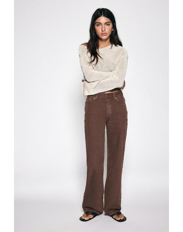 풀앤베어 풀앤베어 하이라이즈 와이드 스트레이트 데님 팬츠 3660/308 BROWN 브라운 착용컷