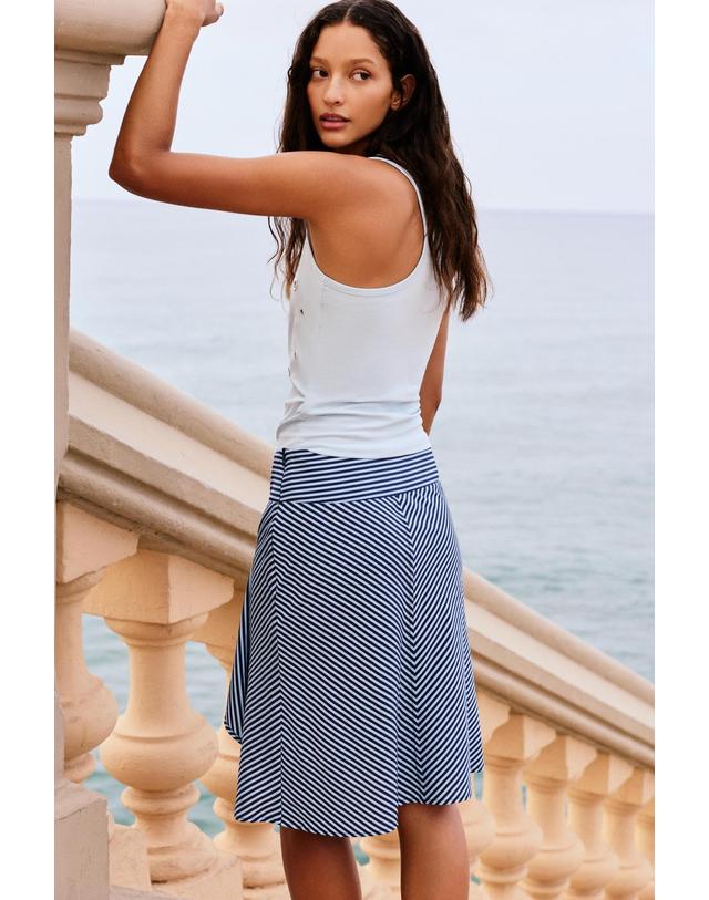 풀앤베어 풀앤베어 비대칭 스트라이프 미디 스커트 7385/327 BLUISH NAVY 네이비 착용컷