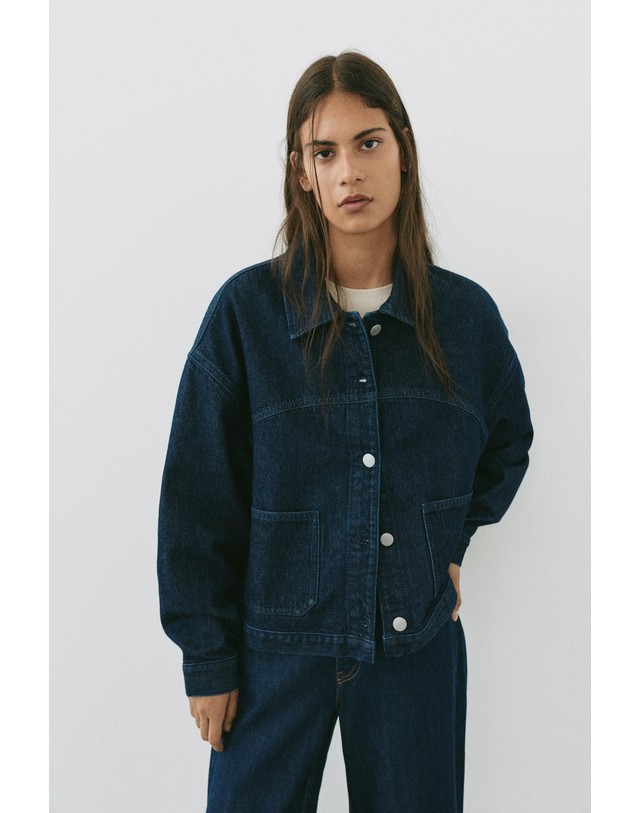 풀앤베어 풀앤베어 박시핏 포켓 데님 오버셔츠 7460/319 NAVY 네이비 착용컷