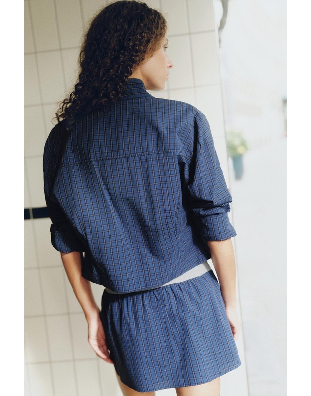 풀앤베어 풀앤베어 체크 드로스트링 미니 스커트 7385/326 NAVY 네이비 착용컷