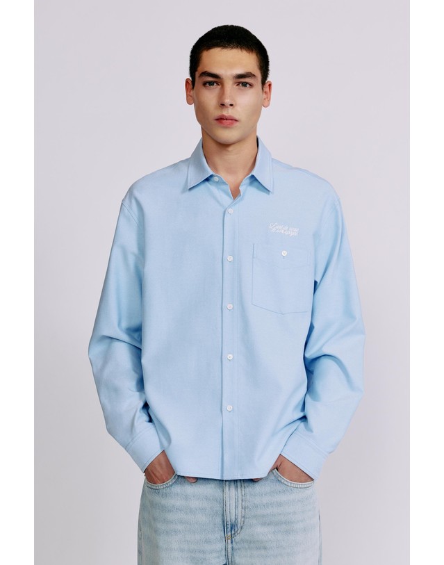 풀앤베어 풀앤베어 자수 슬로건 포켓 긴팔 셔츠 7460/517 PALE BLUE 블루 착용컷