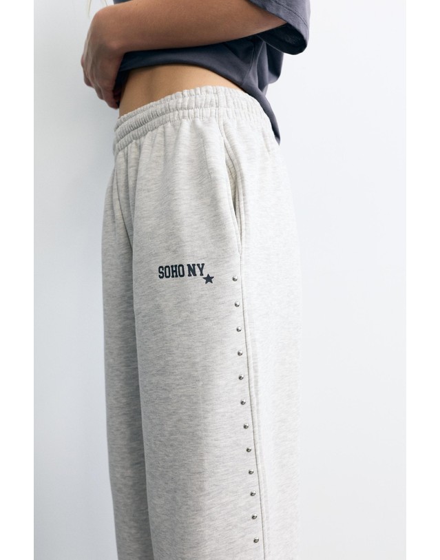 풀앤베어 풀앤베어 스터드 그래픽 조거 팬츠 7670/371 GREY MARL 그레이 착용컷