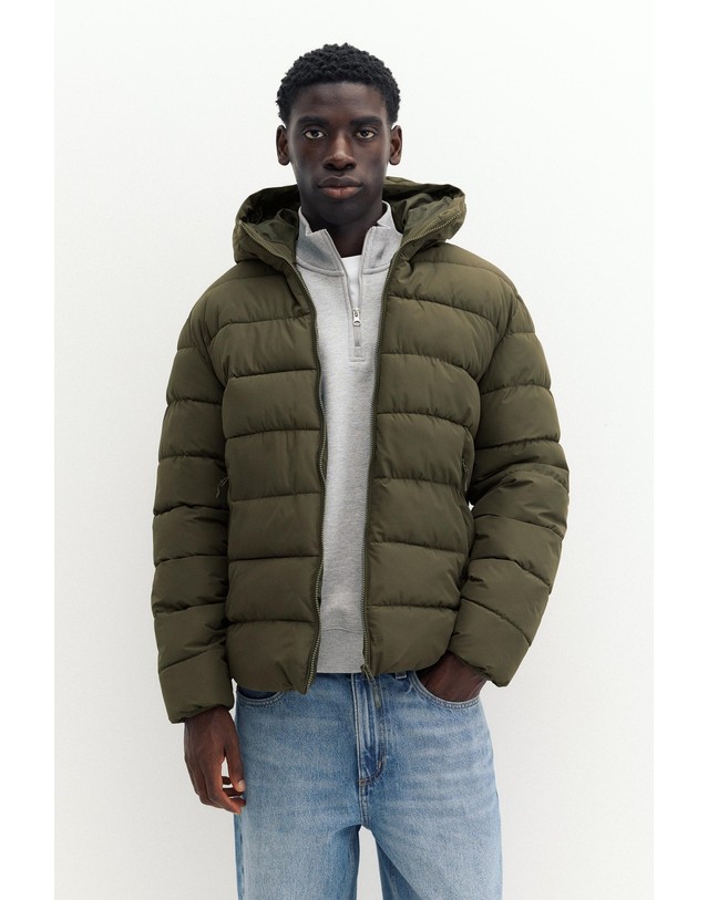 풀앤베어 풀앤베어 후드 집업 숏 패딩 자켓 7720/503 DARK KHAKI 카키 착용컷