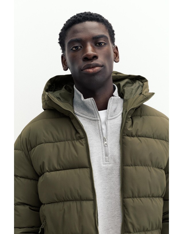 풀앤베어 풀앤베어 후드 집업 숏 패딩 자켓 7720/503 DARK KHAKI 카키 착용컷