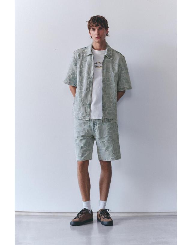 풀앤베어 풀앤베어 자카드 데님 버뮤다 반바지 7667/510 PALE INDIGO 블루 착용컷