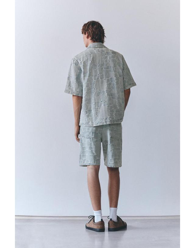 풀앤베어 풀앤베어 자카드 데님 버뮤다 반바지 7667/510 PALE INDIGO 블루 착용컷
