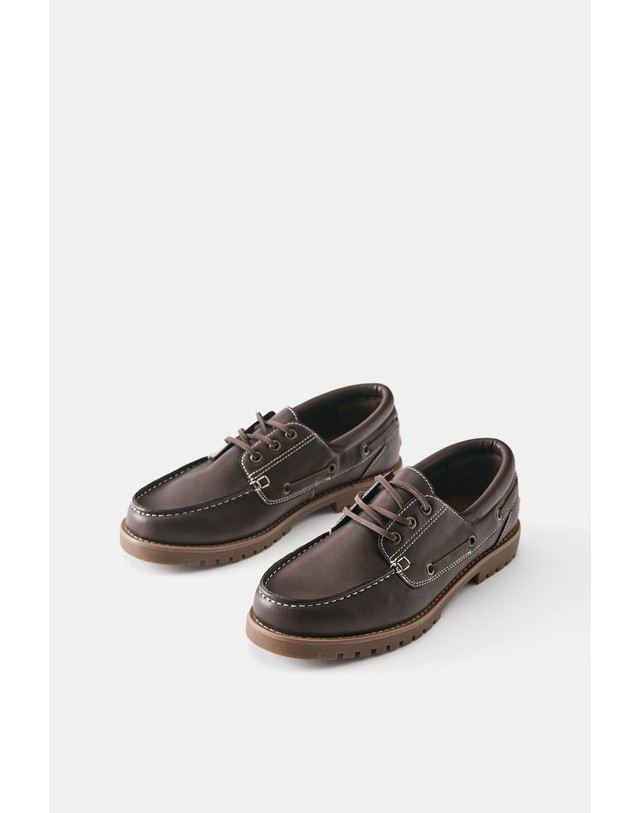 풀앤베어 풀앤베어 스티칭 레이스업 보트 슈즈 2428/840 BROWN 초콜릿 착용컷