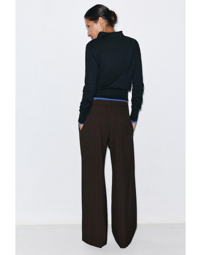 풀앤베어 풀앤베어 핀스트라이프 다트 와이드 팬츠 7675/354 STRIPED 초콜릿 착용컷