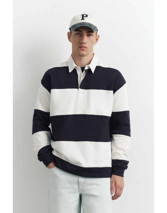 풀앤베어 풀앤베어 스트라이프 자수 긴팔 폴로셔츠 7210/508 OFF WHITE 멀티컬러 착용컷
