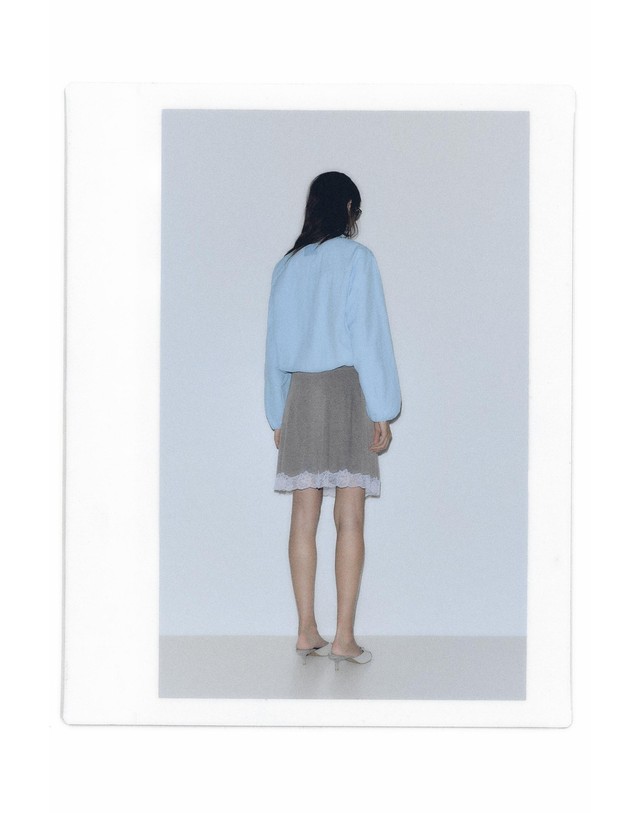 풀앤베어 풀앤베어 레이스 트림 미니 스커트 7385/343 GREY MARL 그레이 착용컷