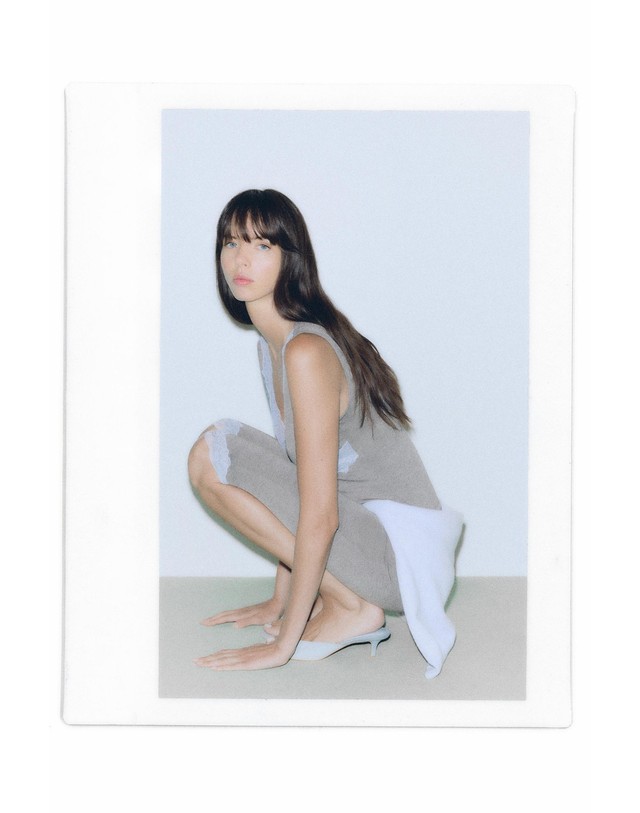 풀앤베어 풀앤베어 레이스 트림 카프리 팬츠 7670/390 GREY MARL 그레이 착용컷