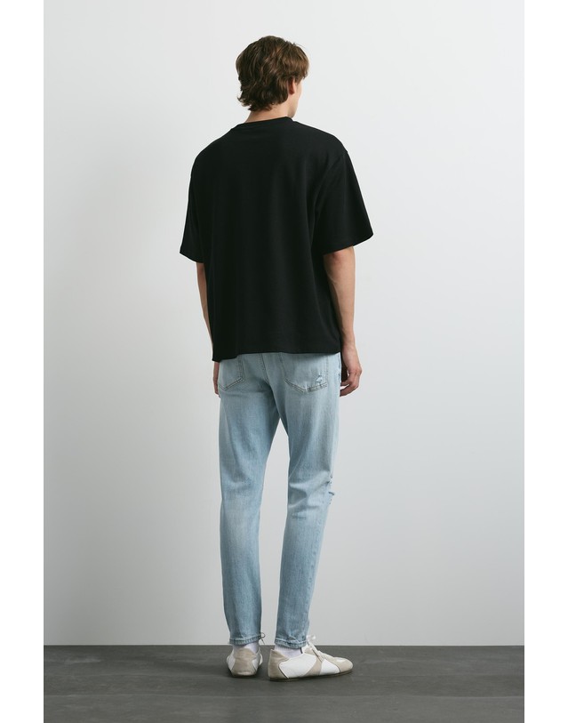 풀앤베어 풀앤베어 디스트로이드 슬림핏 청바지 7660/521 PALE INDIGO 블루 착용컷