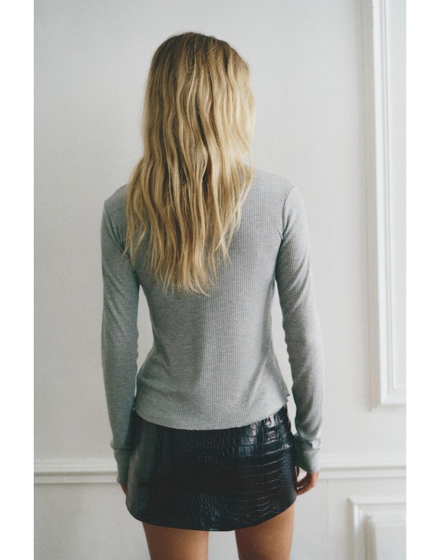 풀앤베어 풀앤베어 레이스 더블레이어 버튼 긴팔 탑 7231/380 GREY 그레이 착용컷