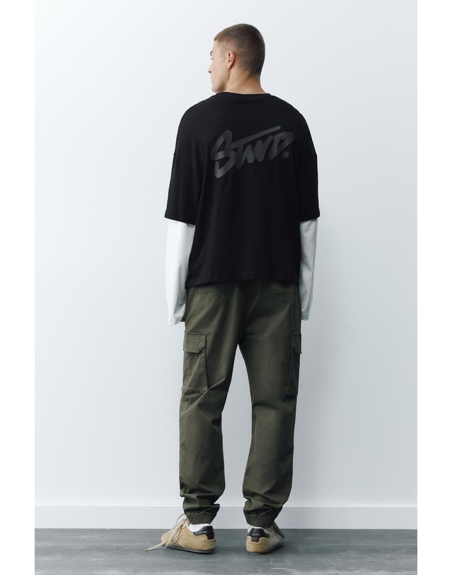 풀앤베어 풀앤베어 드로스트링 카고 조거 팬츠 7670/504 PALE KHAKI 카키 착용컷