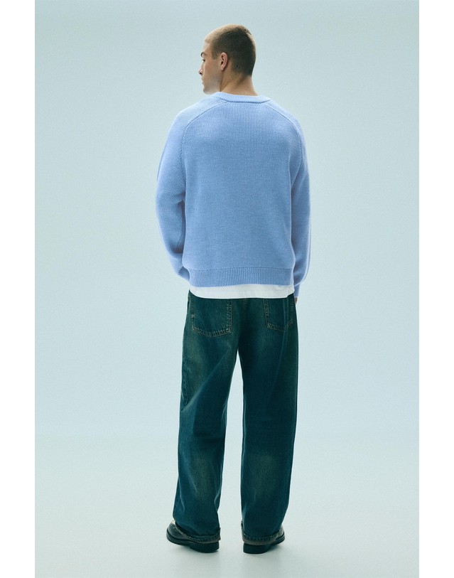 풀앤베어 풀앤베어 브리오슈 스티치 V넥 니트 스웨터 7540/519 BLUISH GREY 블루 착용컷