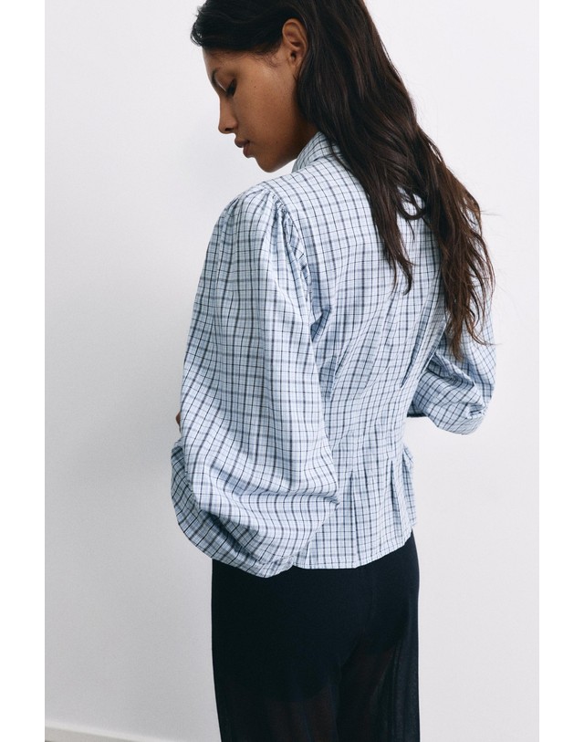 풀앤베어 풀앤베어 체크 슬림핏 긴팔 포플린 셔츠 7460/339 GREY/BLUE 멀티컬러 착용컷
