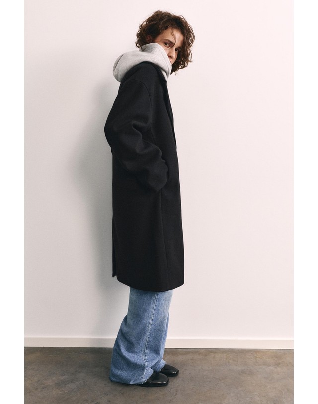 풀앤베어 풀앤베어 더블브레스트 라펠 롱 코트 7755/302 BLACK 블랙 착용컷